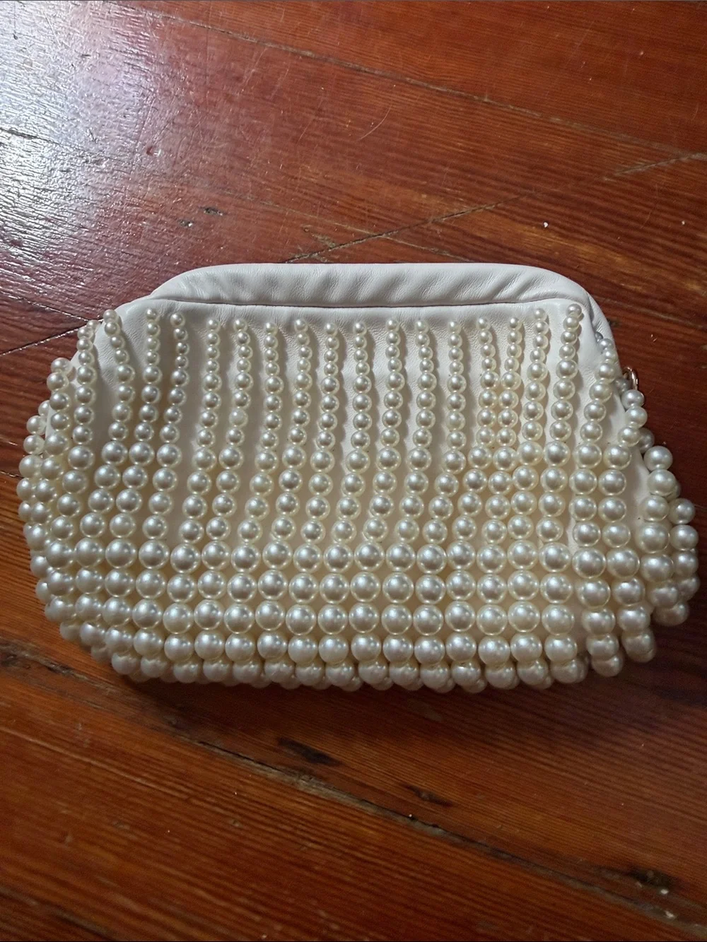 Urban Expressions Elegant Pearl Beaded White Evening Bag clutch